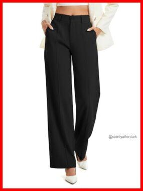 High Waist Stretchy Straight Leg Dressy Slacks Business Suit Pants